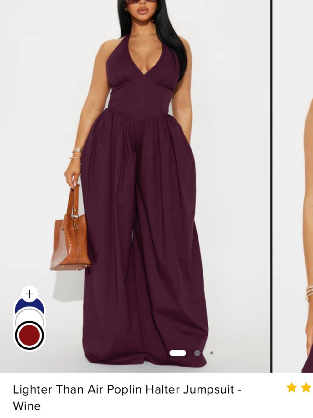 NWT Fashion Nova Halter Wide-Leg Jumpsuit - Wine